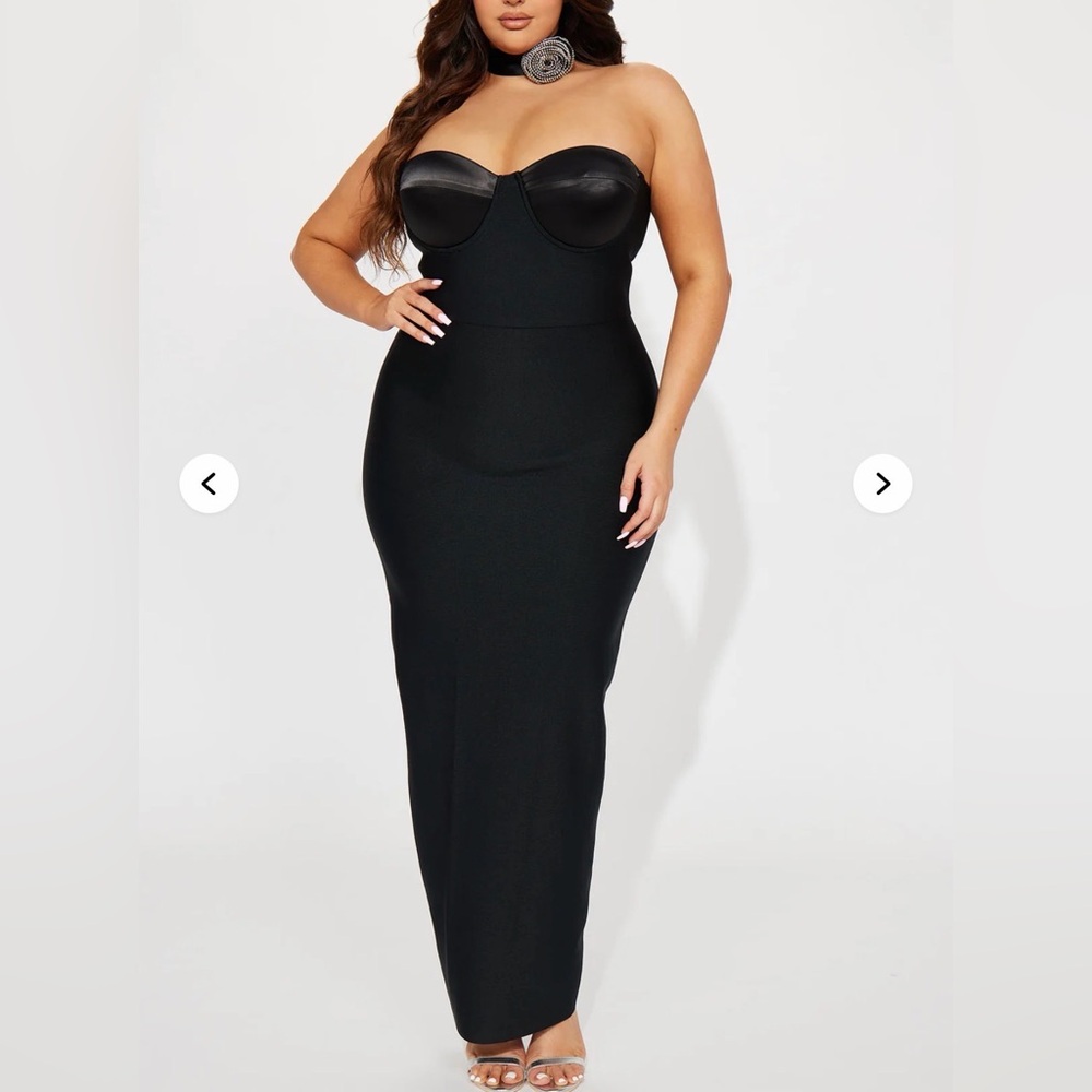 Fashion Nova Elegant Black Strapless Dress 👗 Size 1XL